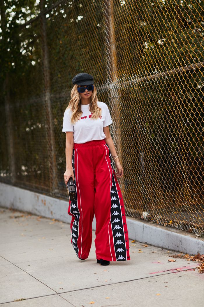 Dorfman Pacific Fiddler Cap + Taped Side Stripe Track Pants in Red