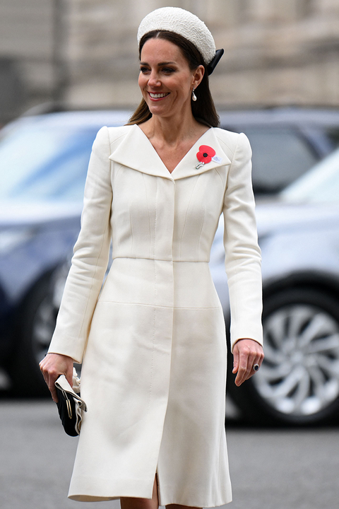 Kate wore a familiar ivory coat to an Anzac Day service at Westminster Abbey