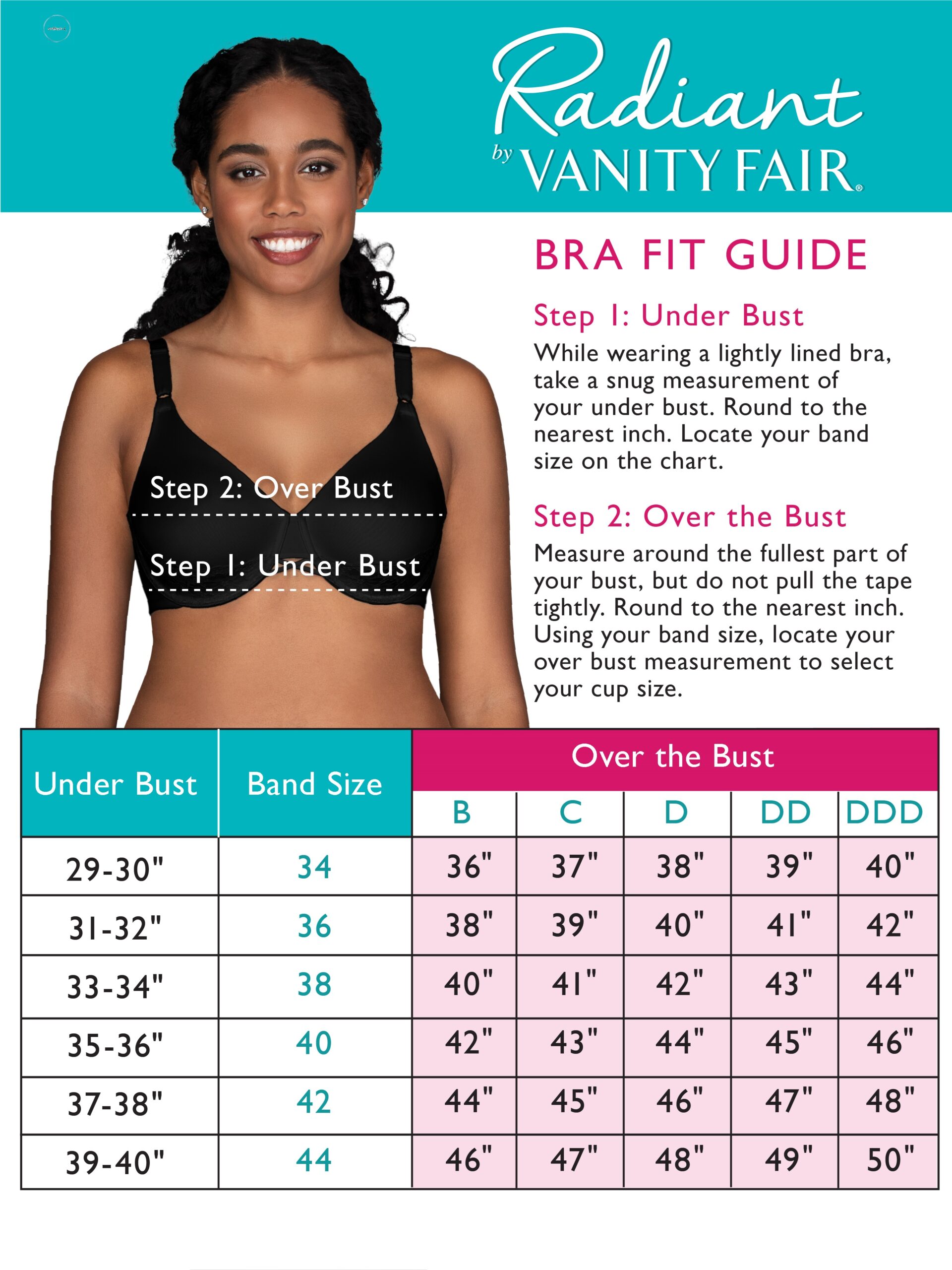 How to measure bra size Vanity Fair?