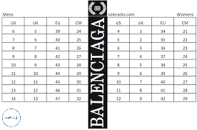 Balenciaga shoe sizing compared to other brands